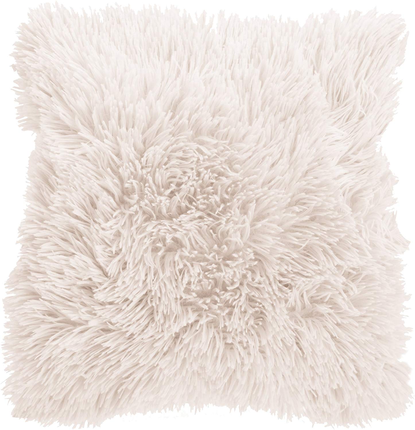 Coussin poils longs blanc