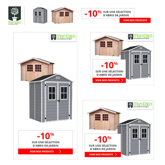 Bannière display pour les abris de jardin en bois