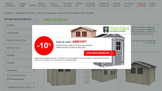 Landing-page abris de jardin en bois