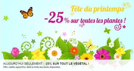 Écran de carrousel : Fête du Printemps : -25% sur toutes les plantes