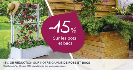 Écran de carrousel : -15% sur les pots et les bacs