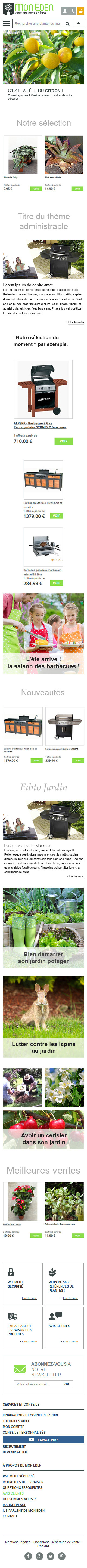 Maquette homepage Mon Eden version mobile