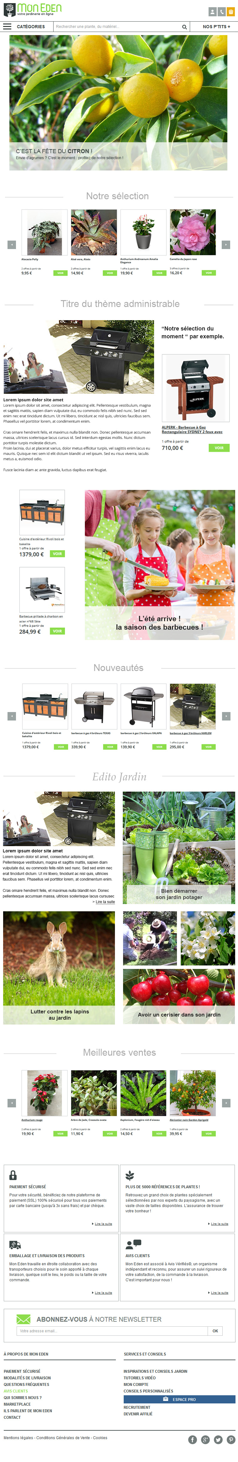 Maquette homepage Mon Eden version tablette